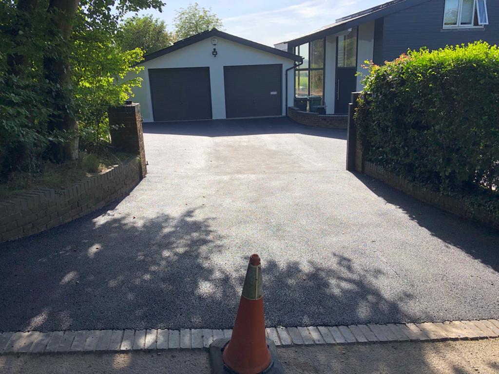 This is a photo of a bitumen driveway which is in the process of being installed by Bendigo Road Tech